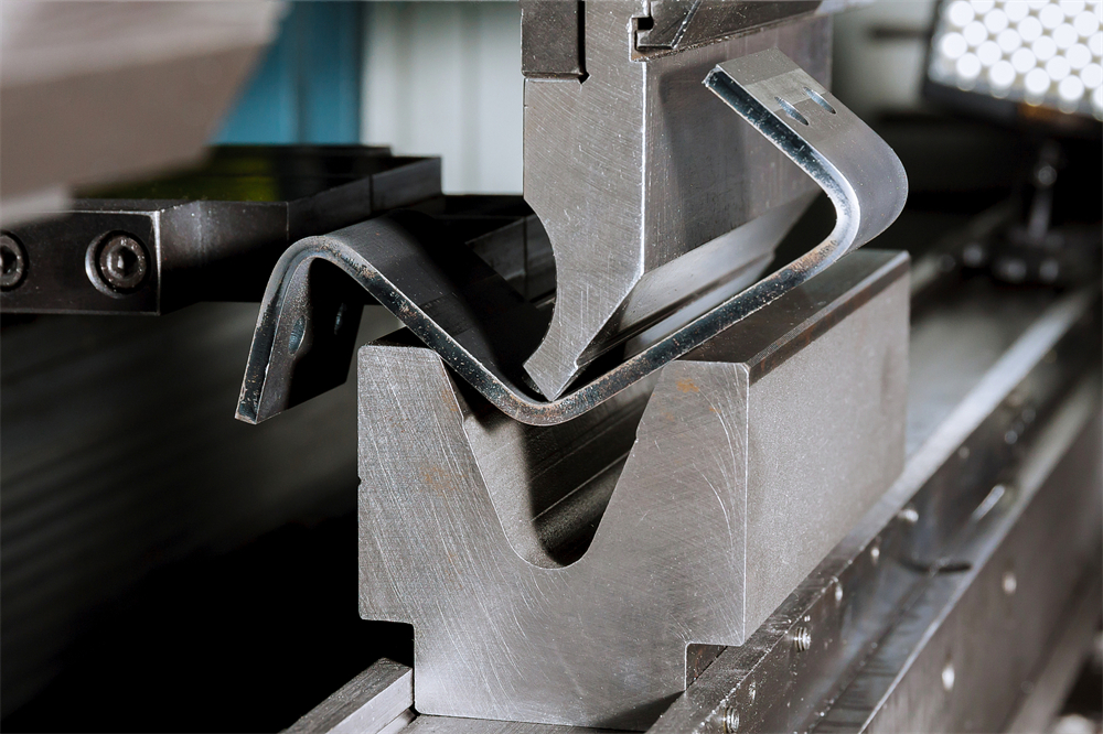 Modern hydraulic press brake in a metallurgy factory